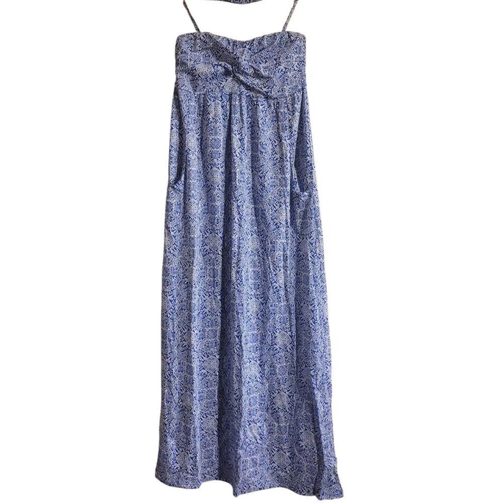 Garnet Hill Strapless or Halter Blue + White Small, Pockets